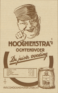 717232 Advertentie voor het ochtendvoer van de N.V. v/h J.S. Hooghiemstra, hoofdkantoor: Wittevrouwensingel 104 te Utrecht.